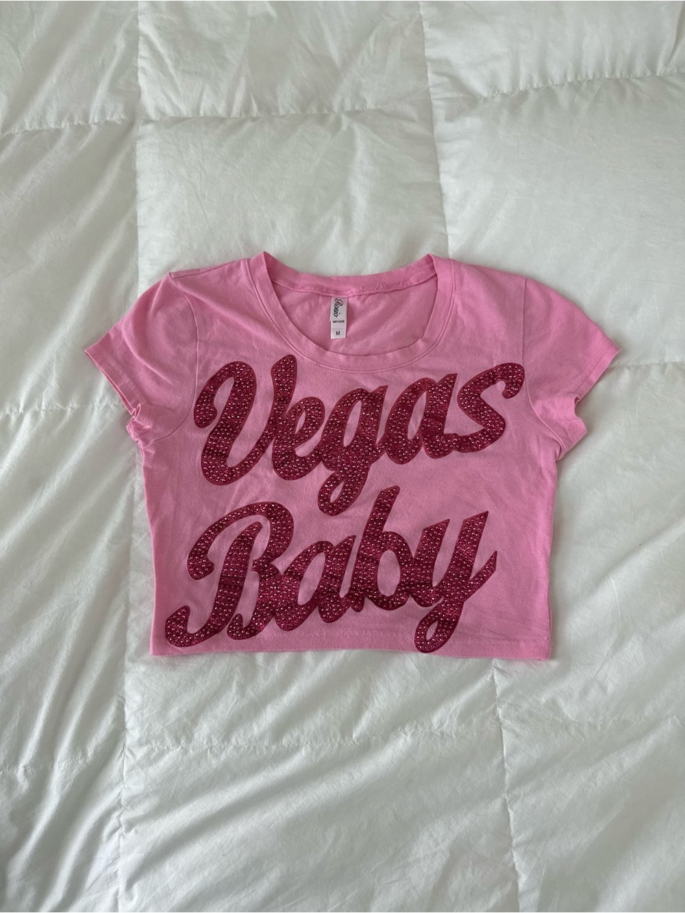 Pink 'Vegas Baby' Graphic Crop Top